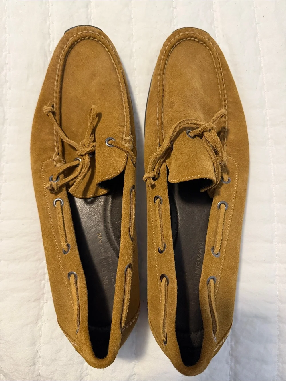 Martin Dingman Men's Suede Lace Driving Loafers in Cognac Brown